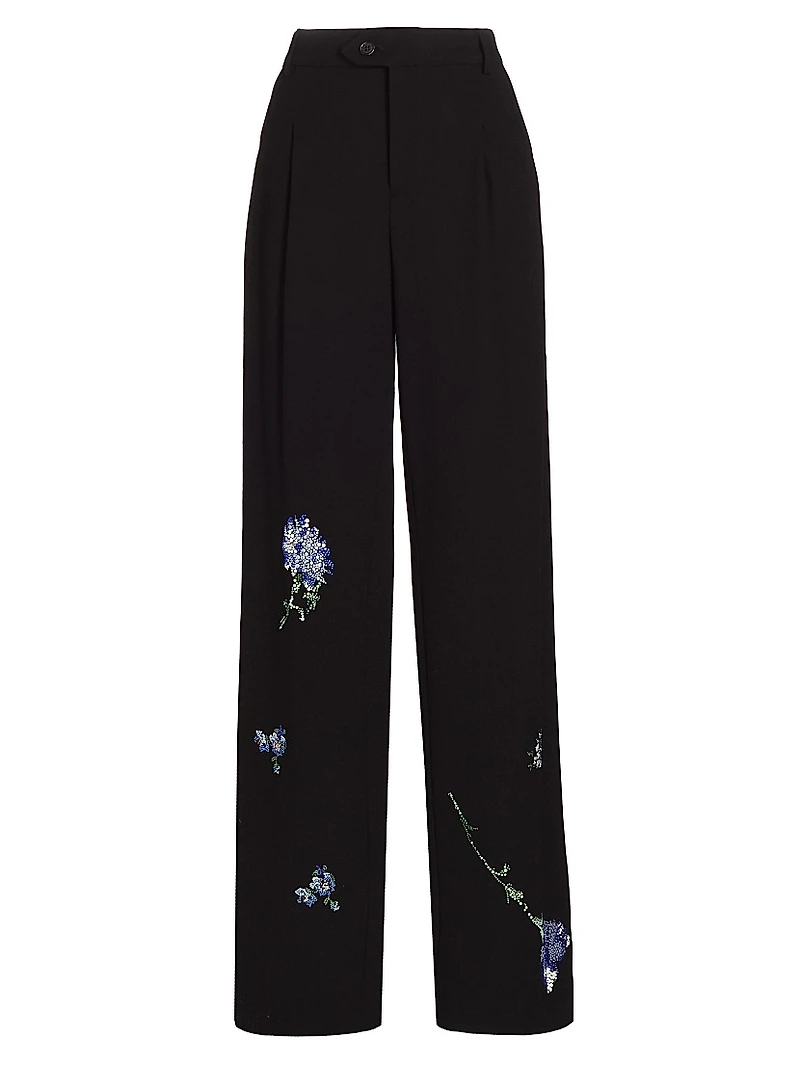 Cecil Beaton Blue Carnation Embellished Trousers