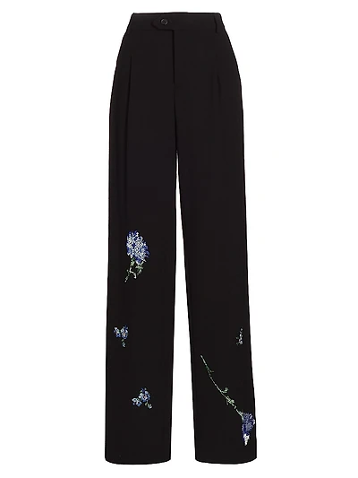 Cecil Beaton Blue Carnation Embellished Trousers