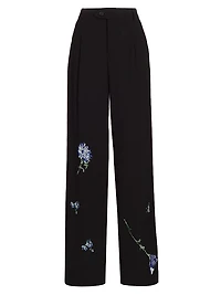 Cecil Beaton Blue Carnation Embellished Trousers
