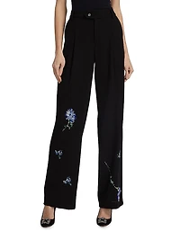 Cecil Beaton Blue Carnation Embellished Trousers