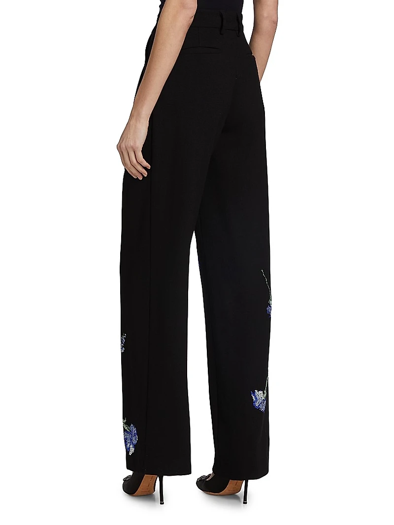 Cecil Beaton Blue Carnation Embellished Trousers