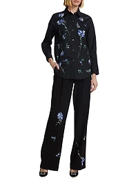 Cecil Beaton Blue Carnation Embellished Trousers
