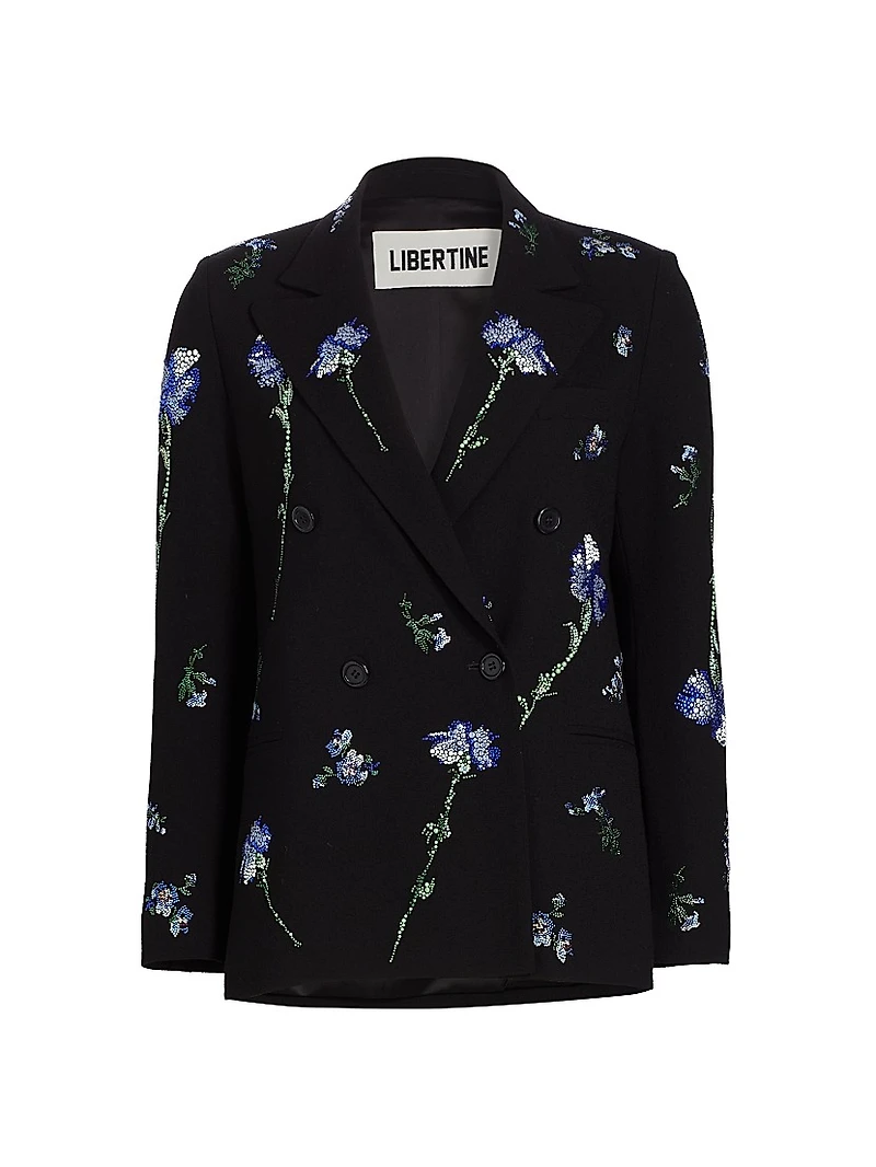 Cecil Beaton Carnation Wool Double-Breasted Blazer