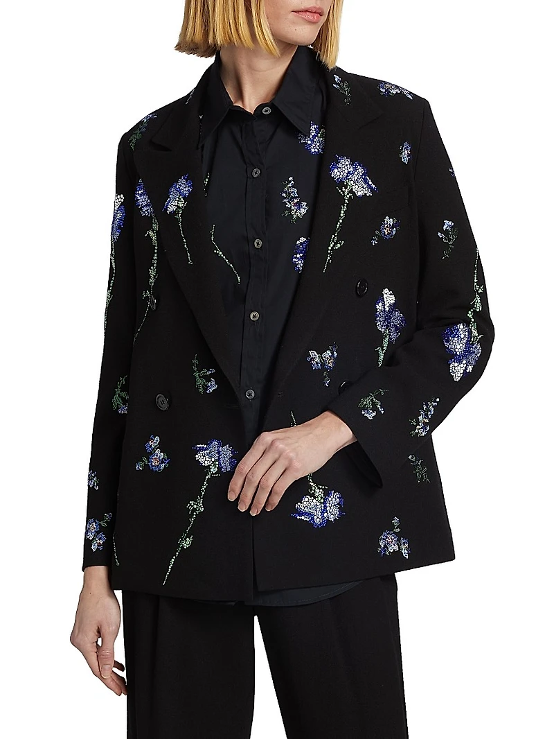 Cecil Beaton Carnation Wool Double-Breasted Blazer