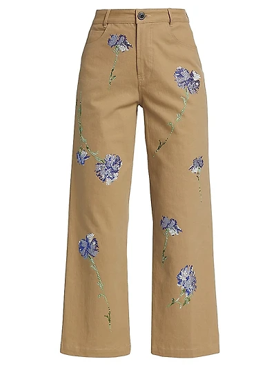 Cecil Beaton Carnation Cropped Pants
