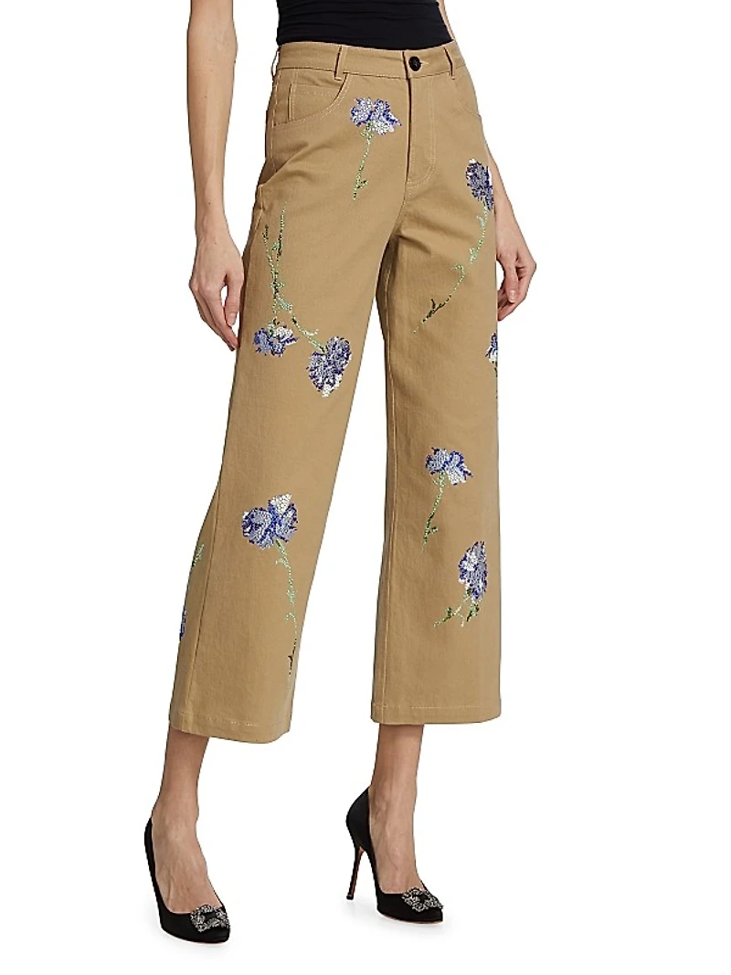 Cecil Beaton Carnation Cropped Pants