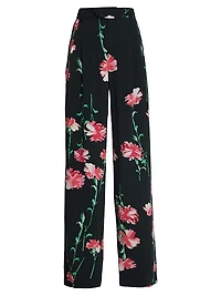 Cecil Beaton Pink Carnation Floral Silk Pants