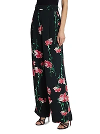 Cecil Beaton Pink Carnation Floral Silk Pants