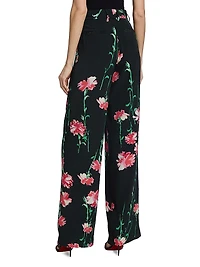 Cecil Beaton Pink Carnation Floral Silk Pants