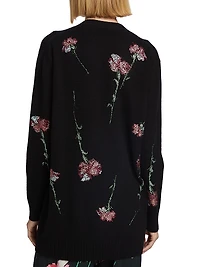 Cecil Beaton Pink Carnation Floral Cashmere Cardigan