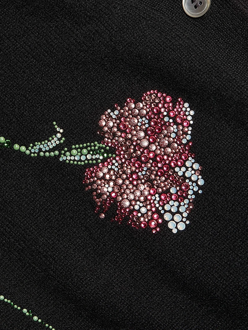 Cecil Beaton Pink Carnation Floral Cashmere Cardigan