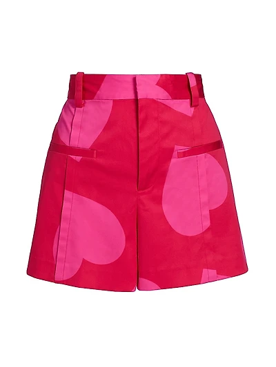 Hearts Stretch Cotton High-Rise Shorts