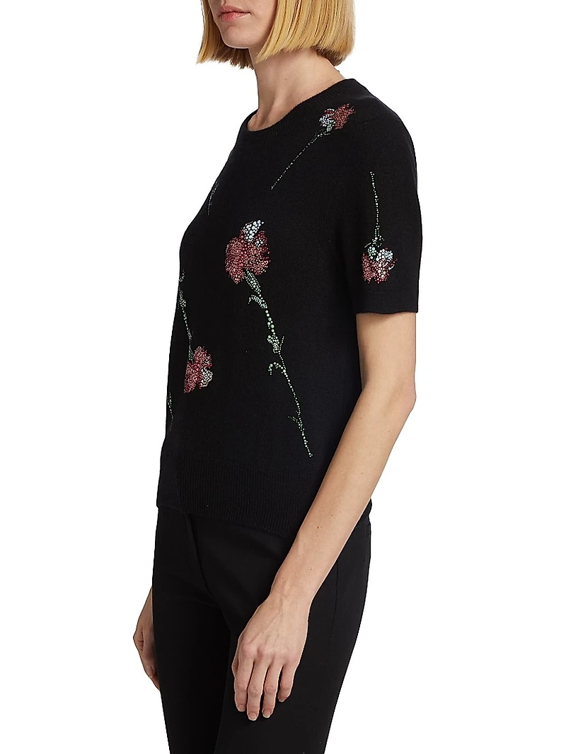 Cecil Beaton Pink Carnation Knit T-Shirt