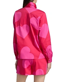 Keith Heart-Printed Tieneck Blouse
