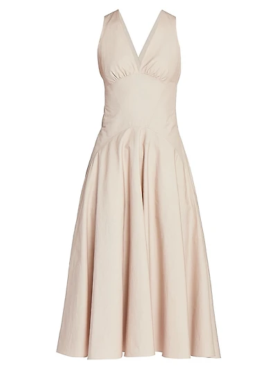 Crisscrossed-Back Cotton Midi-Dress