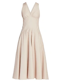 Crisscrossed-Back Cotton Midi-Dress