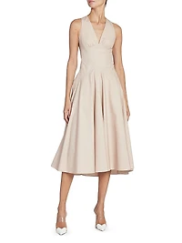 Crisscrossed-Back Cotton Midi-Dress
