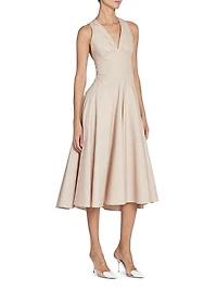 Crisscrossed-Back Cotton Midi-Dress