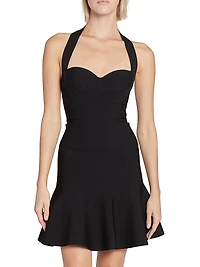 Rib-Knit Halter Flounce Minidress