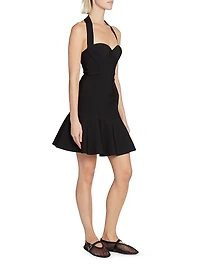 Rib-Knit Halter Flounce Minidress