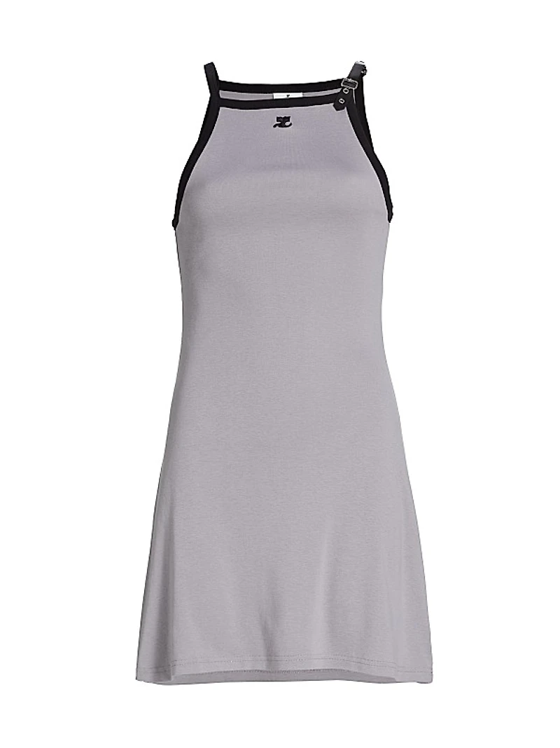 Buckle Strap Cotton Minidress