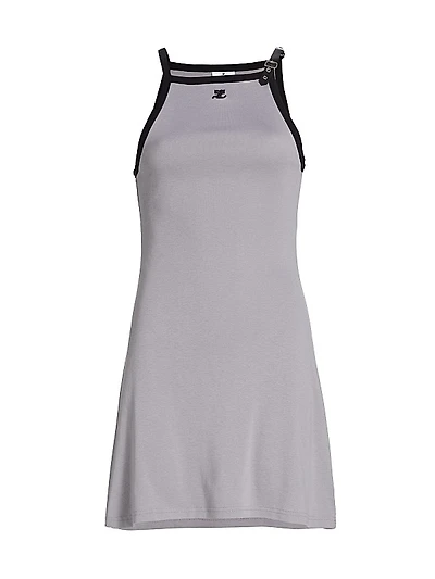 Buckle Strap Cotton Minidress