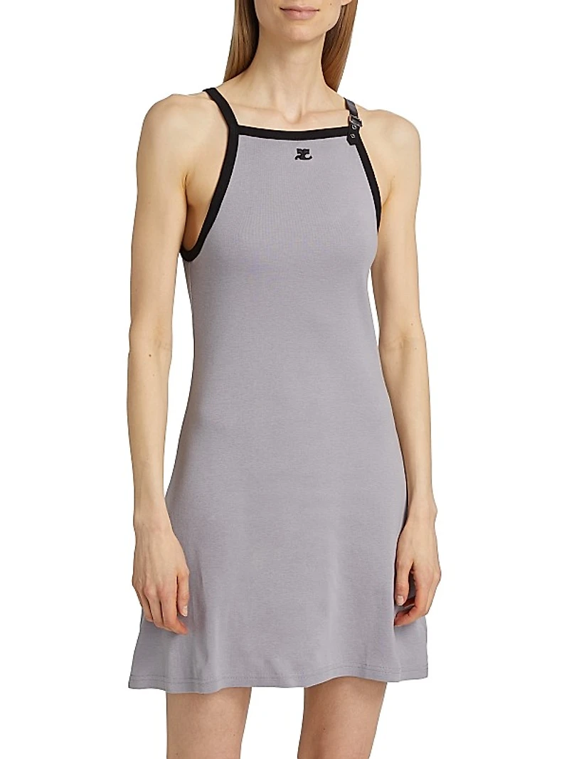 Buckle Strap Cotton Minidress