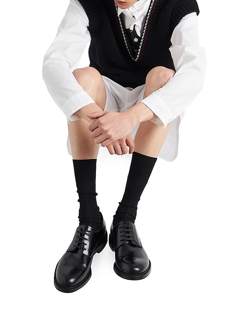 Brushed Leather Lace-Up Shoes