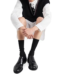 Brushed Leather Lace-Up Shoes