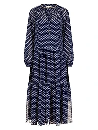 Polka-Dot Tiered Maxi Dress