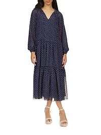 Polka-Dot Tiered Maxi Dress