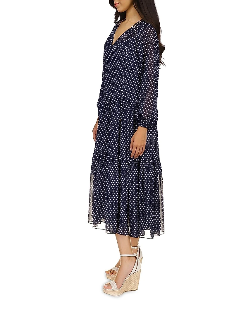 Polka-Dot Tiered Maxi Dress