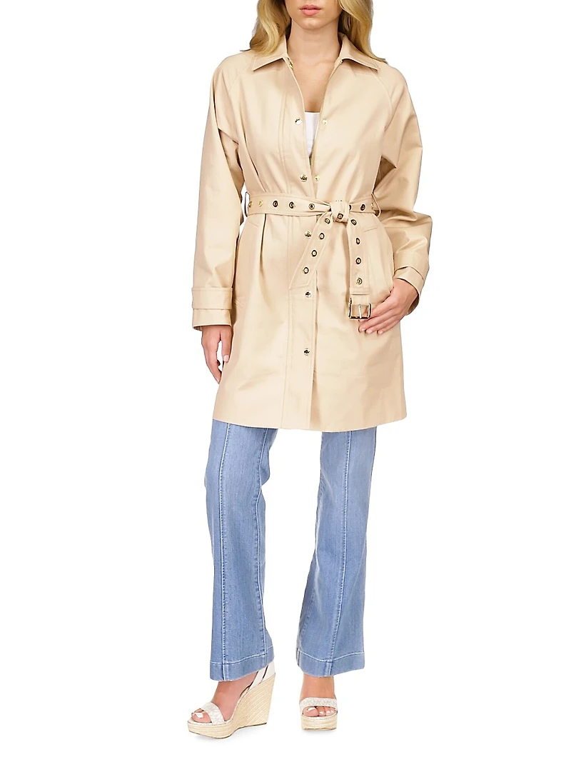 Grommet Belted Trench Coat