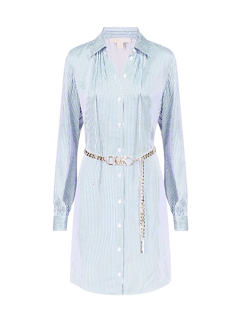 Pinstripe Belted Minidress