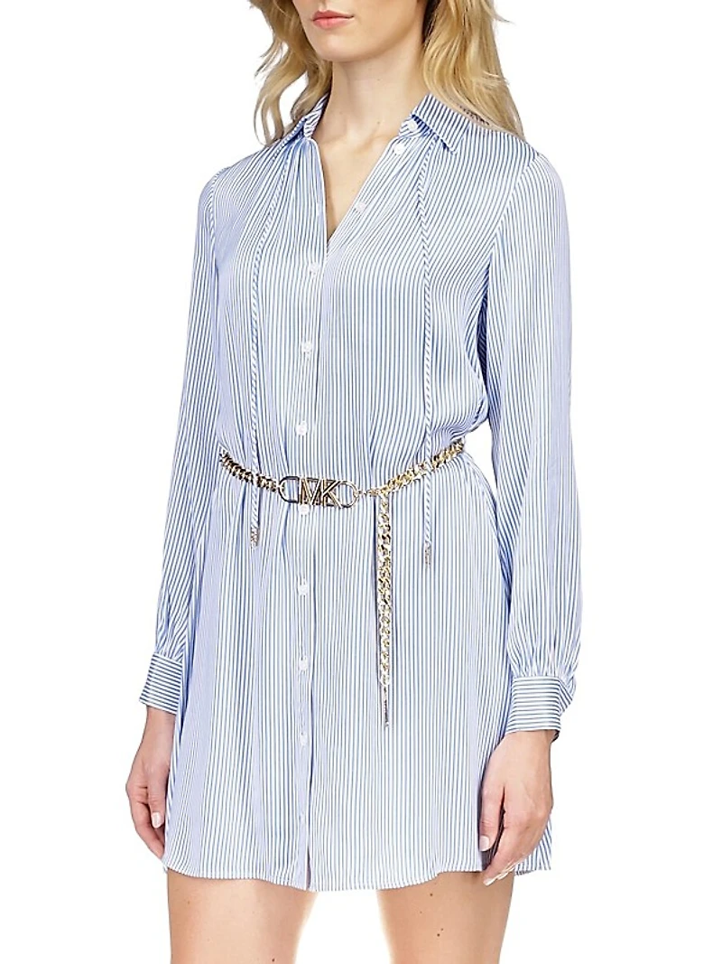 Pinstripe Belted Minidress