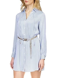 Pinstripe Belted Minidress