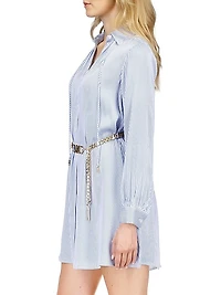 Pinstripe Belted Minidress