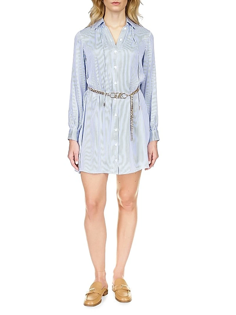 Pinstripe Belted Minidress