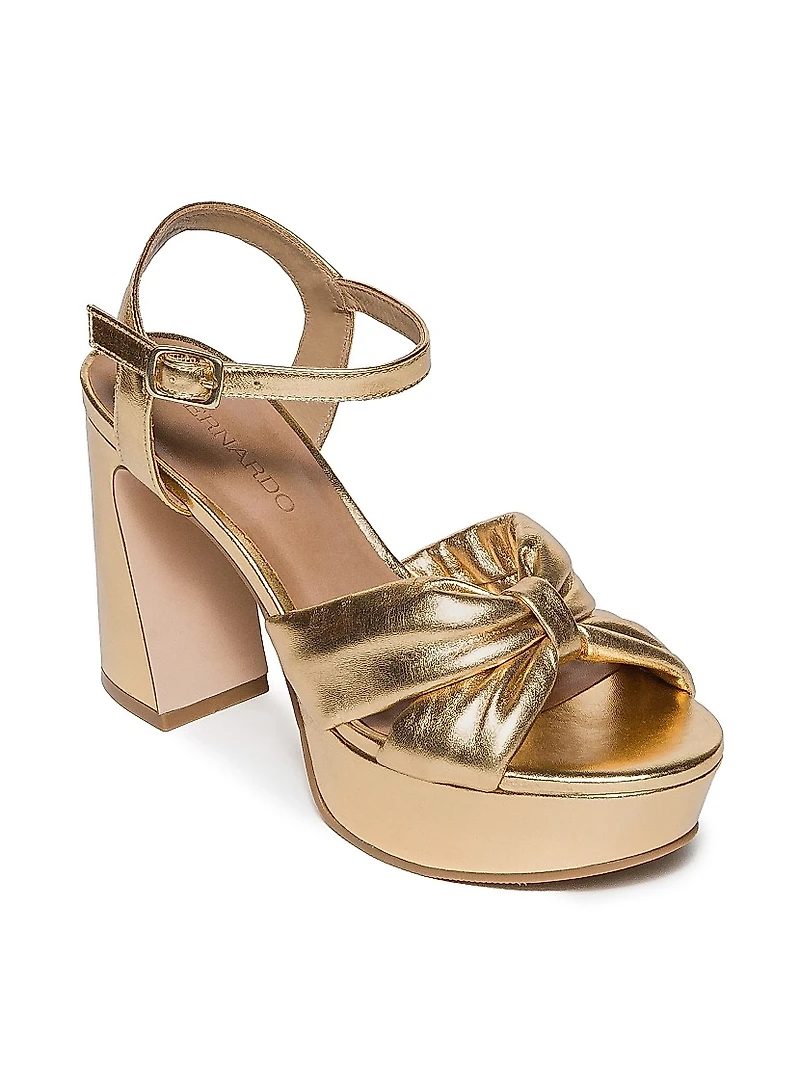Veronika Metallic Leather Platform Sandals