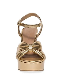 Veronika Metallic Leather Platform Sandals