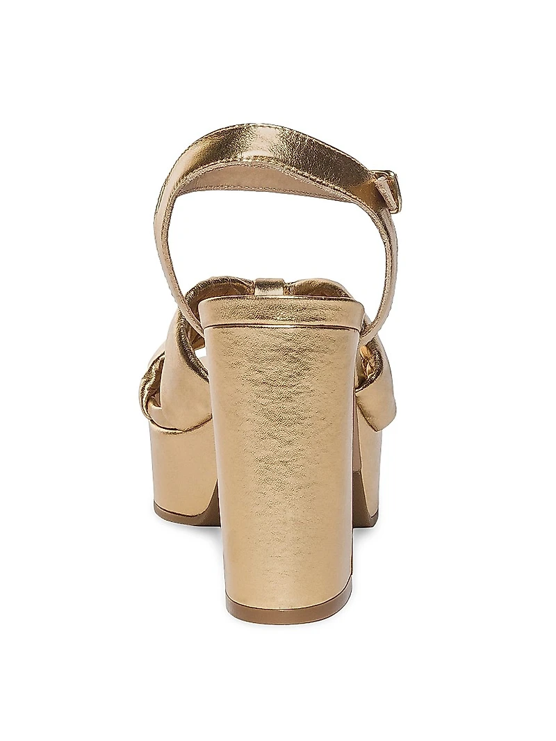 Veronika Metallic Leather Platform Sandals