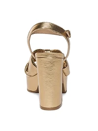 Veronika Metallic Leather Platform Sandals