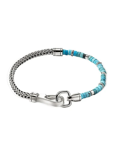 Heishi Sterling Silver & Turquoise Chain Bracelet