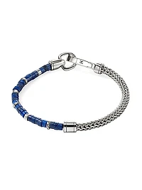 Heishi Sterling Silver & Lapis Lazuli Chain Bracelet