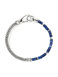 Heishi Sterling Silver & Lapis Lazuli Chain Bracelet