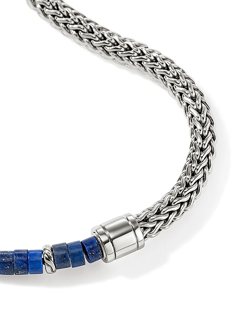 Heishi Sterling Silver & Lapis Lazuli Chain Bracelet