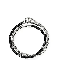 Heishi Sterling Silver & Black Onyx Chain Double Wrap Bracelet