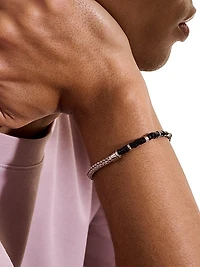 Heishi Sterling Silver & Black Onyx Chain Bracelet