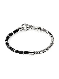Heishi Sterling Silver & Black Onyx Chain Bracelet