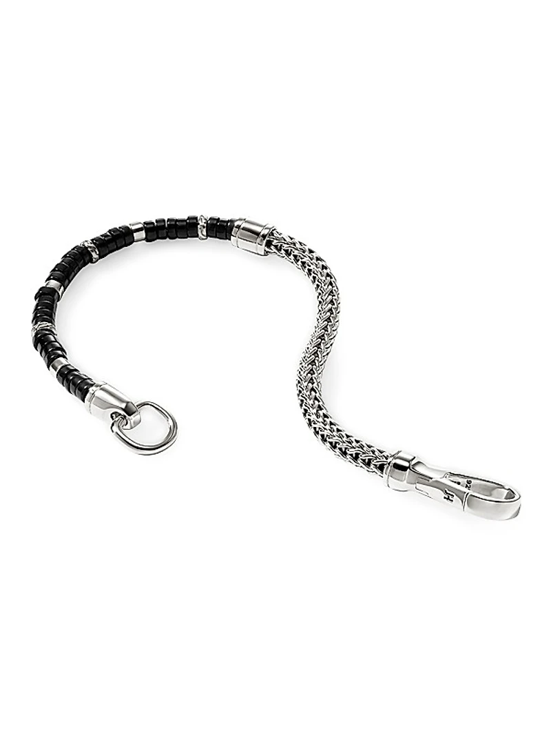 Heishi Sterling Silver & Black Onyx Chain Bracelet